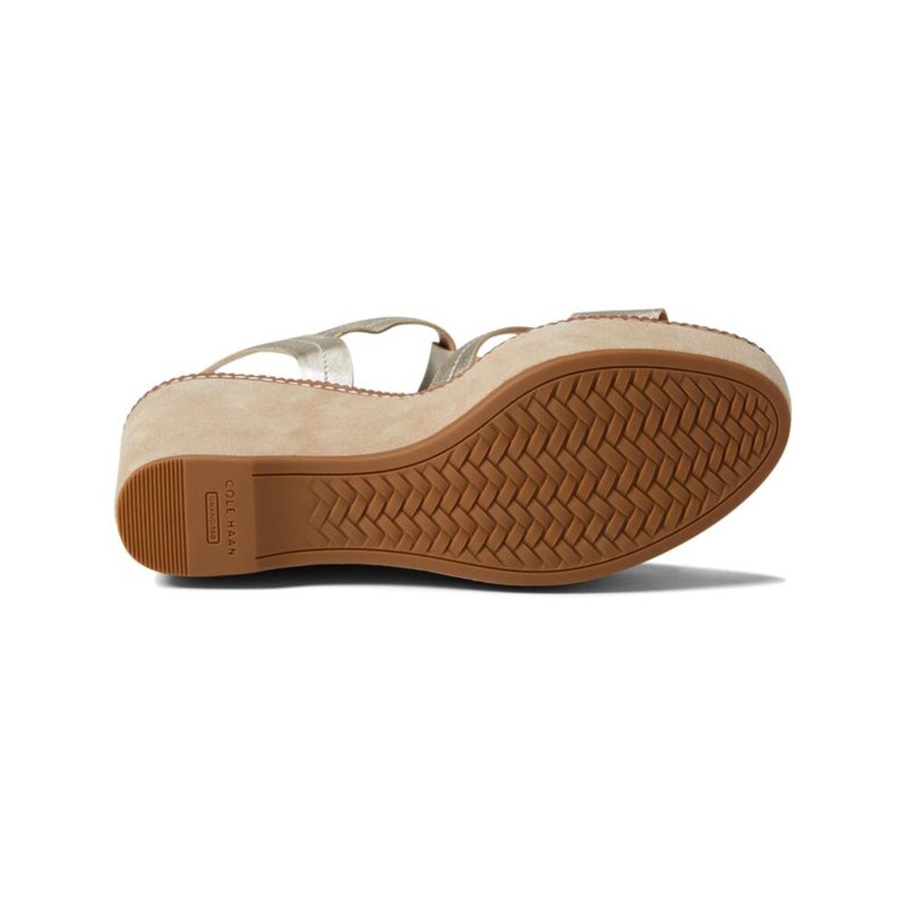 COLE HAAN GRANDSERIES Womens Gold 1.5 Wedge All Day Wedge Slingback Sandal 9 B - Picture 4 of 4